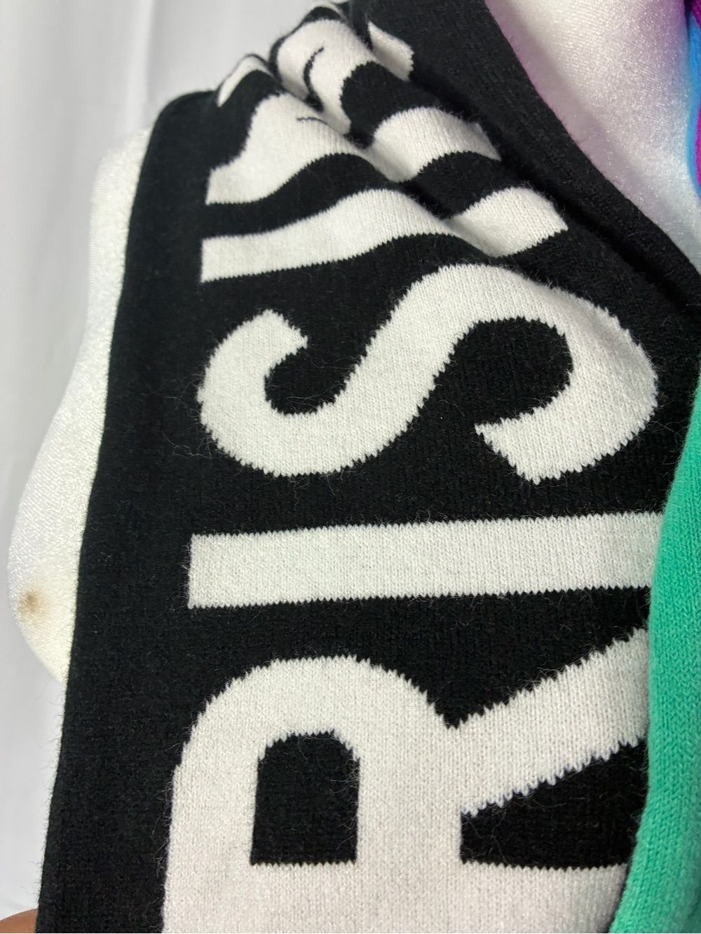 Unbranded Black White Graphic Knit Scarf Colorful Fringe Unisex Winter - Picture 4 of 7